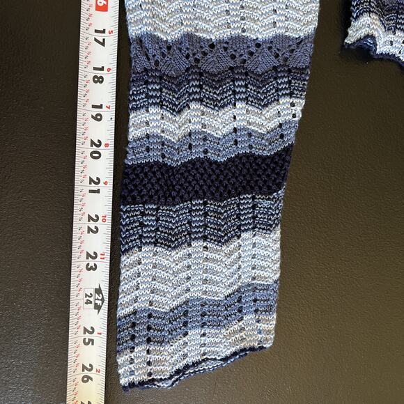 Christopher Banks Cardigan XL Blue Stripe Open Lightweight Coastal Boho Crochet - Picture 10 of 10